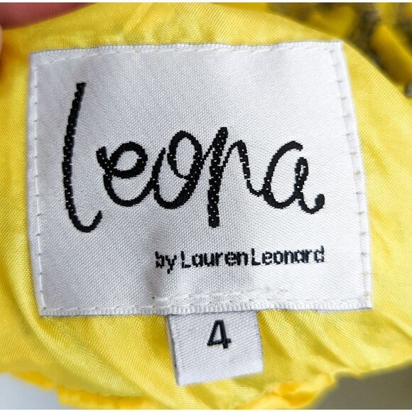 Leona Lauren Leonard Chain link Yellow Belted Mini Dress 4 - Picture 7 of 7